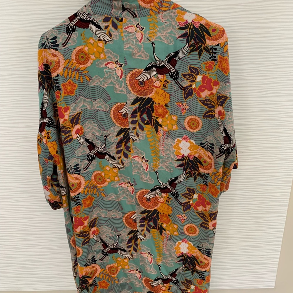 Light blue kimono with crane pattern size S